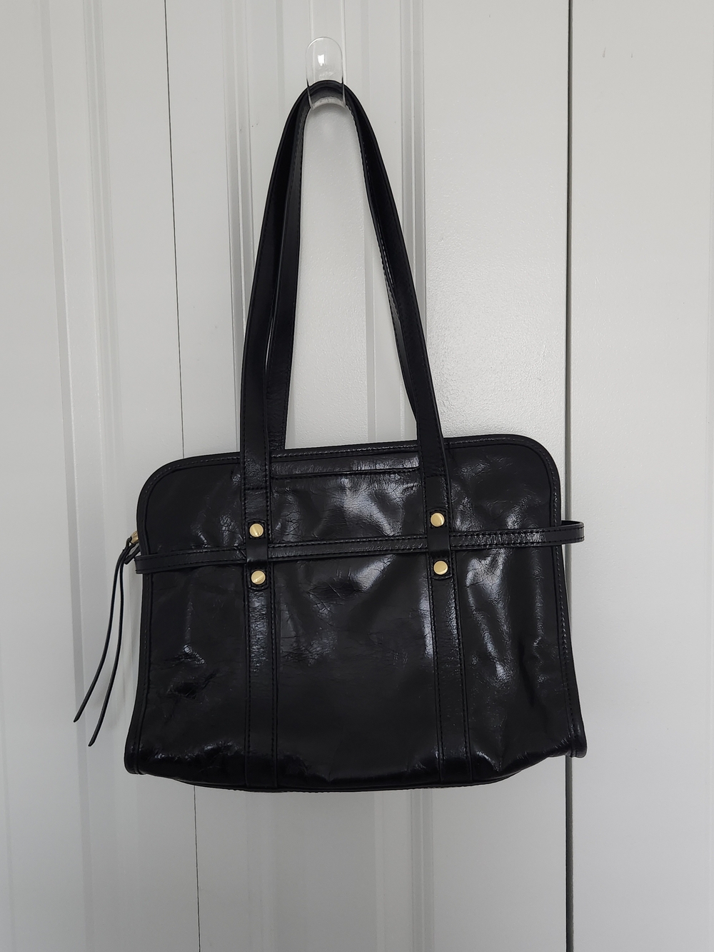 HOBO Black Shoulder Tote with Gold Ring Detail - Picture 2 of 9